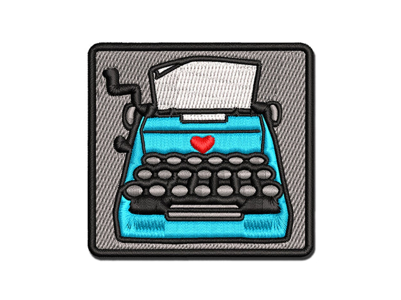 Retro Hand Drawn Vintage Typewriter With Blank Paper Multi-Color Embroidered Iron-On or Hook & Loop Patch Applique